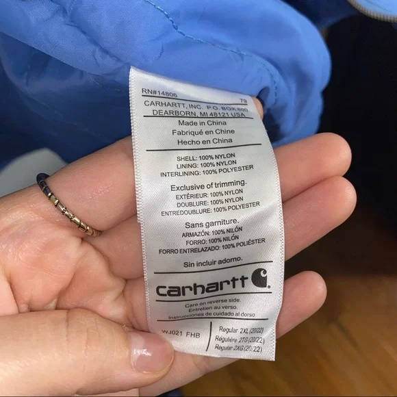 WOMEN’S CARHARTT BLUE ZIP-UP WINDBREAKER JACKET SIZE 2XL - Picture 5 of 8